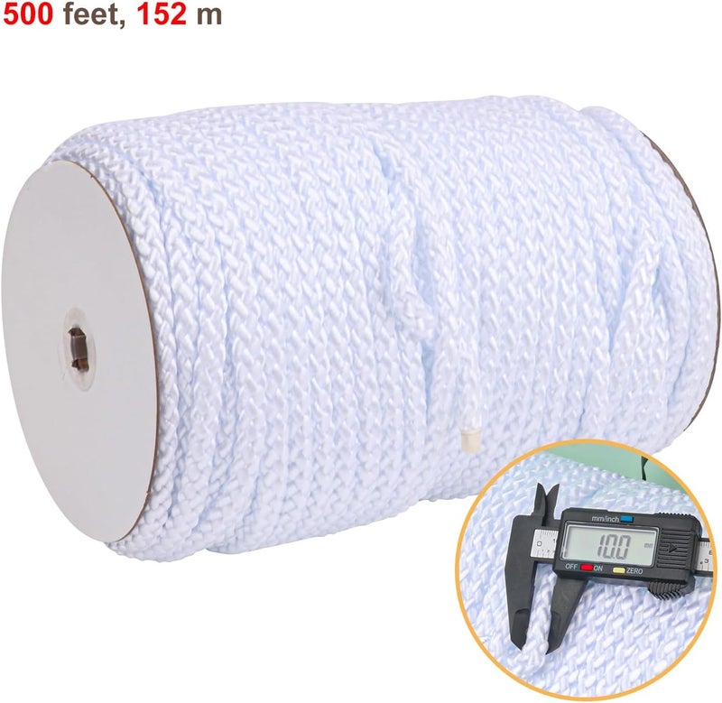 IHDYPPEW 3/8 Inch White Polyester Rope - 250 White Low Stretch Polyester Rope for Hiking, Kayaking, Tarps, Camping - Image 2